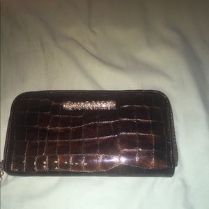 Brighton Patent Leather chocolate brown wallet